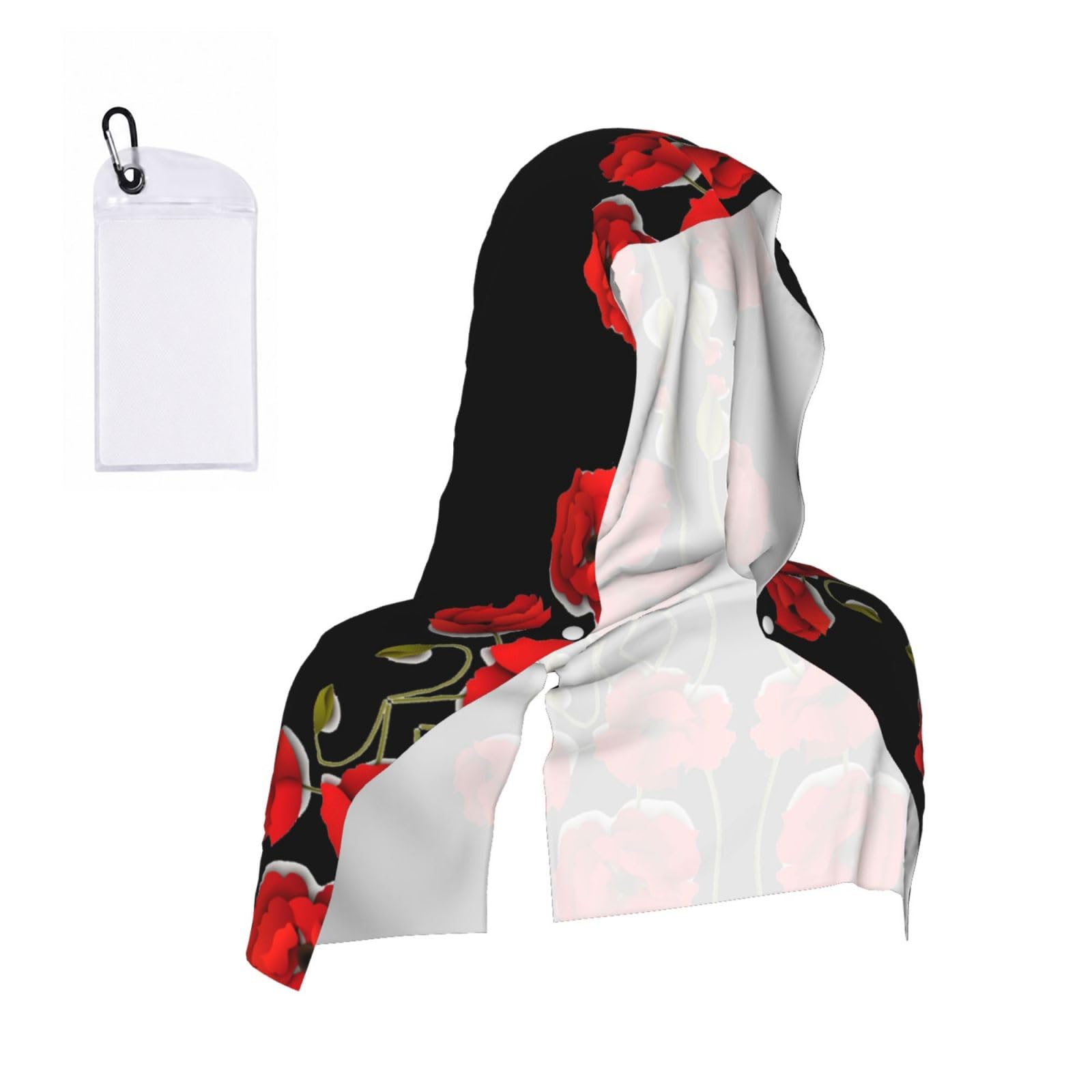 EZDLOWVBA Poppy Flowers Vivid Petals Print 2 Pack Cooling Hoodie Towels,Sports Headscarf, Neck Wrap Scarf,Breathable Cooling Towel For Neck And Face, Travel, Swimming, Training