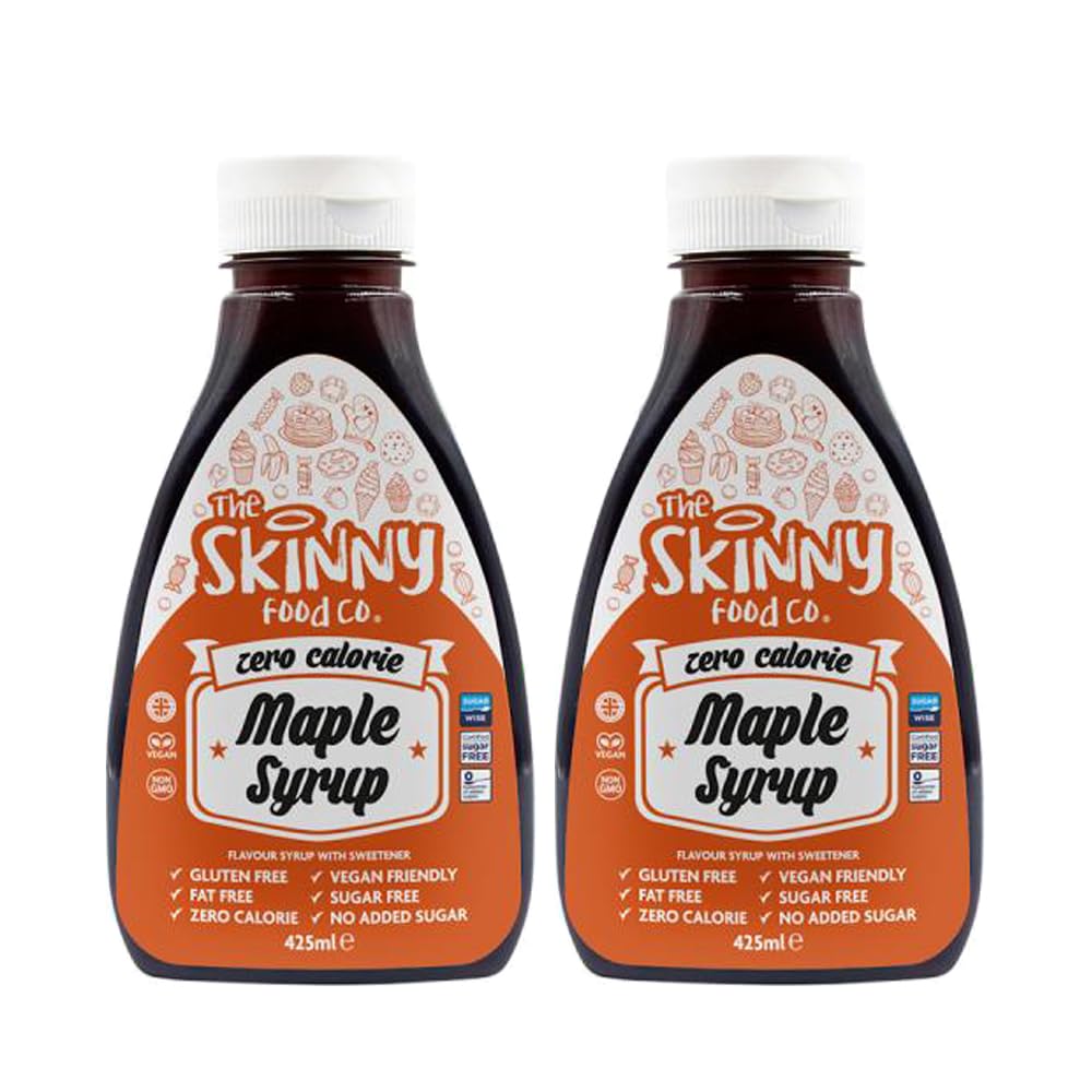 2 x 425ml Zero Calorie Maple Flavour Syrup Pancake Ice Cream Cereal Desserts Topping Sweet Sauce