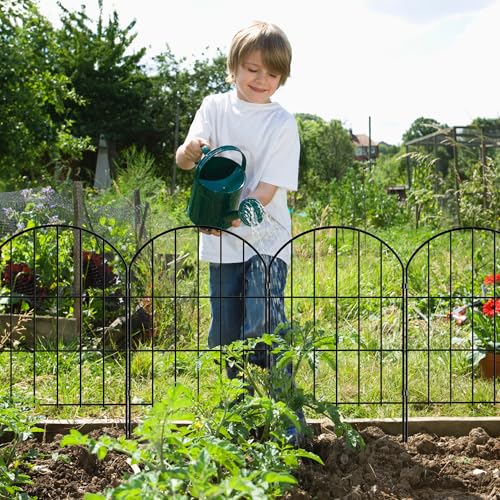 Thealyn Dekoratives Gartenzaun 61cm H x 33cm B 25 P, Metallzaun ohne Graben für Außenbereich, Grenzzaun, Hundezäune für Blumenbeete