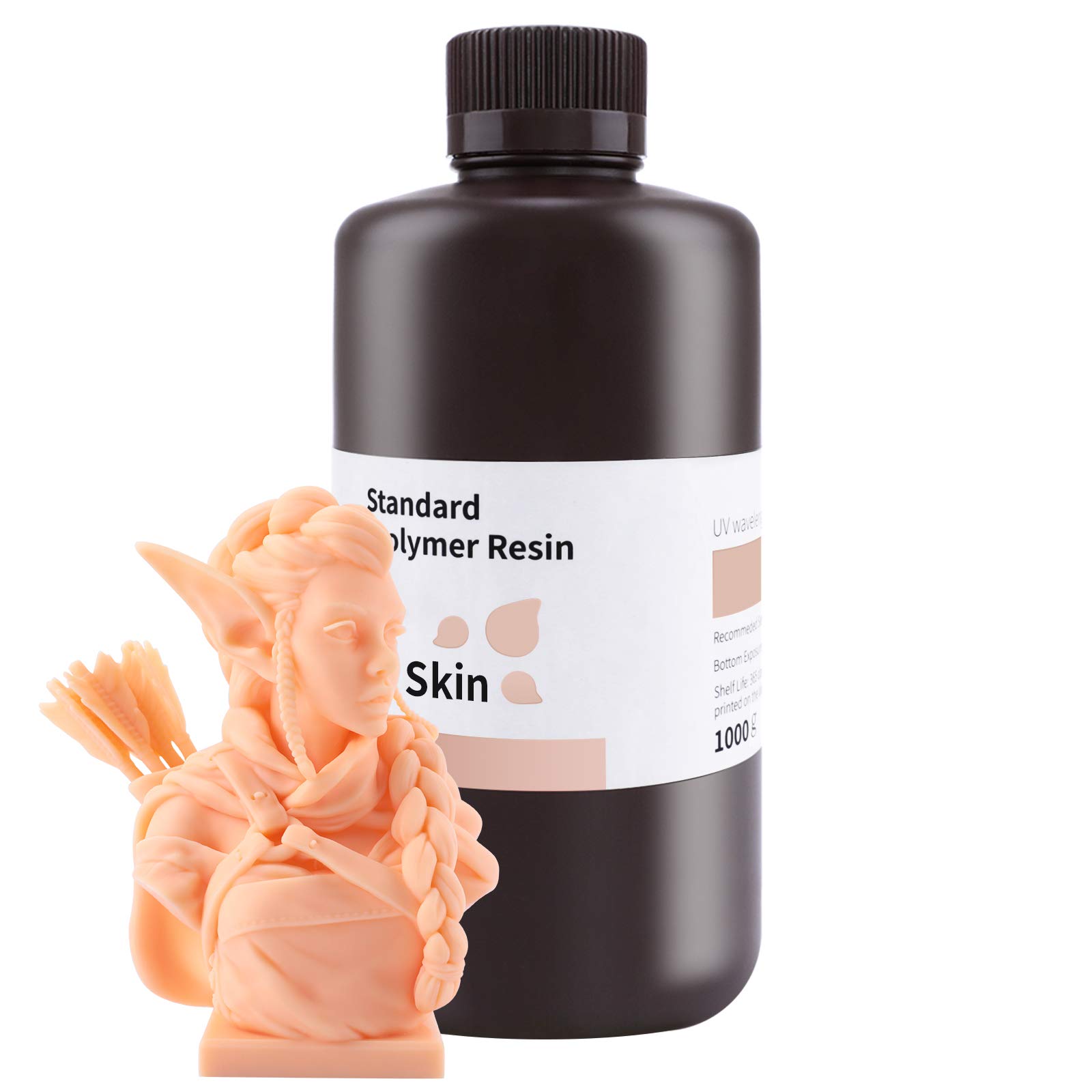 ELEGOO 3D Printer Rapid Resin, 405nm LCD UV-Curing Resin Standard Photopolymer Resin for LCD 3D Printing Beige 1000G