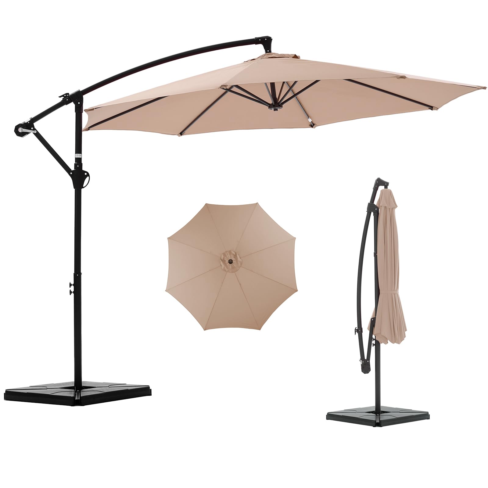 View 1 of ***MISSING PARTS-ONLY***NEWBULIG 10FT Patio Umbrella with Base Included, Offset Cantilever Outdoor Patio Table Umbrella, UV Protection, Fade Resistant Fabric, Easy Tilt Adjustment for Pool, Deck, Garden, Backyard, Khaki