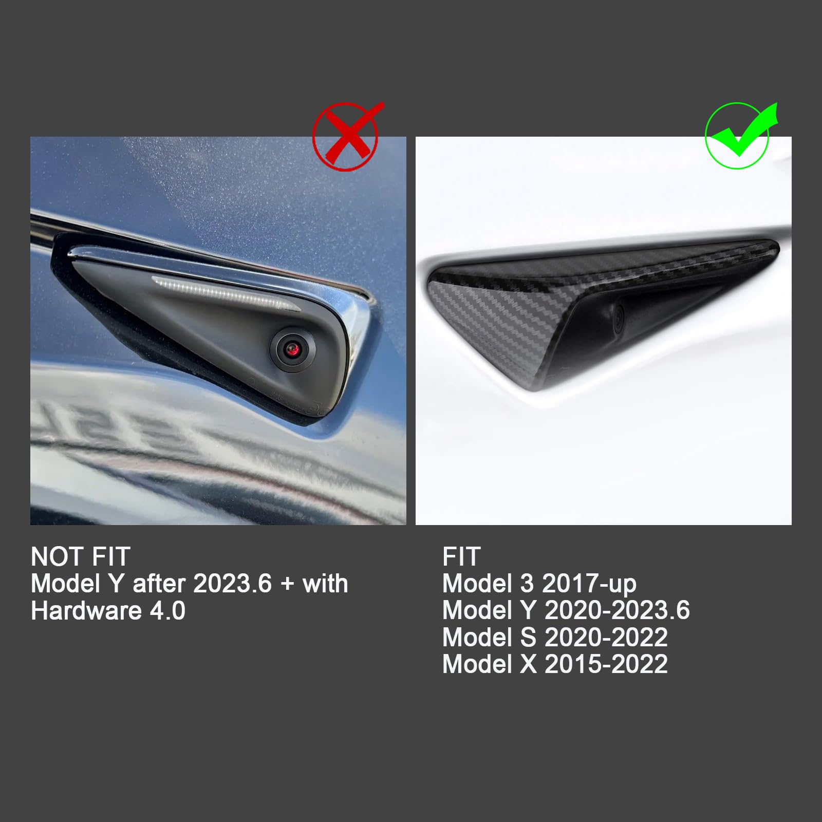 x xotic tech Side Marker View Camera Indicator Turn Signal Cover Trim, Carbon Fiber Pattern, Compatible with Tesla Model 3 S X Y with Autopilot 2.0-3.0