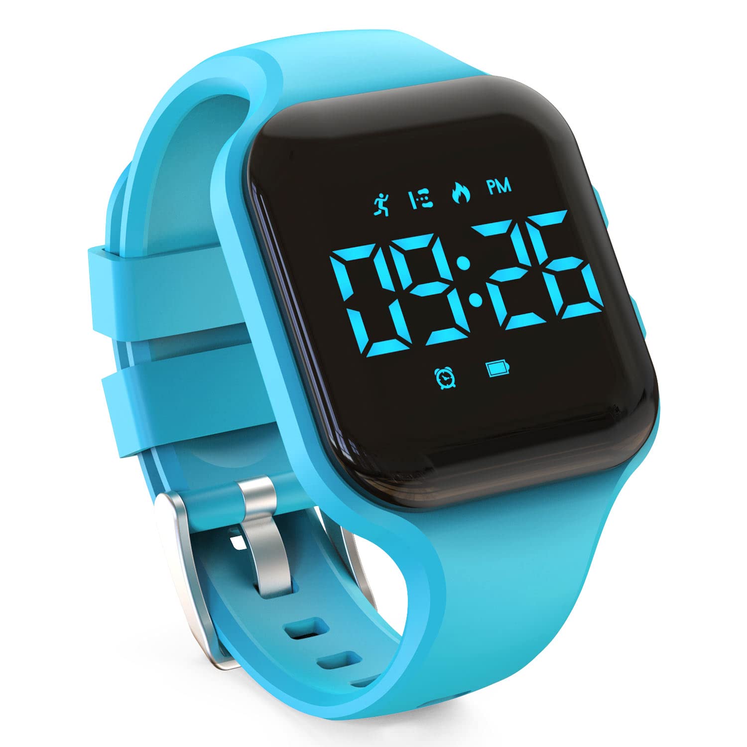 Kids Led Pedometer Watch , Digital Steps Tracker , Non-Bluetooth, Vibrating Alarm Clock, Stopwatch, Great Gift for Children Teens Girls Boys