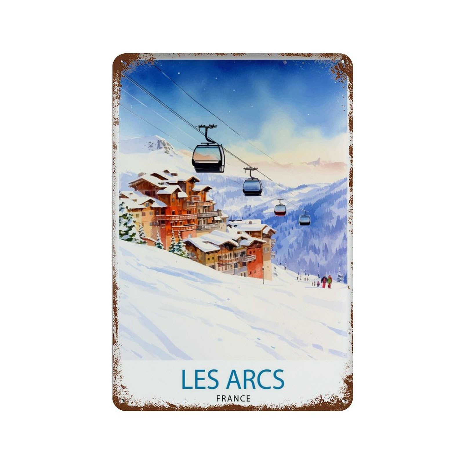 xiaoxiaoshen Les Arcs France Gift for Ski Home Wall Decor Art Metal Tin Poster Modern Home Decor Art Home Bar Shop Decorations Vintage Sign 30x20cm