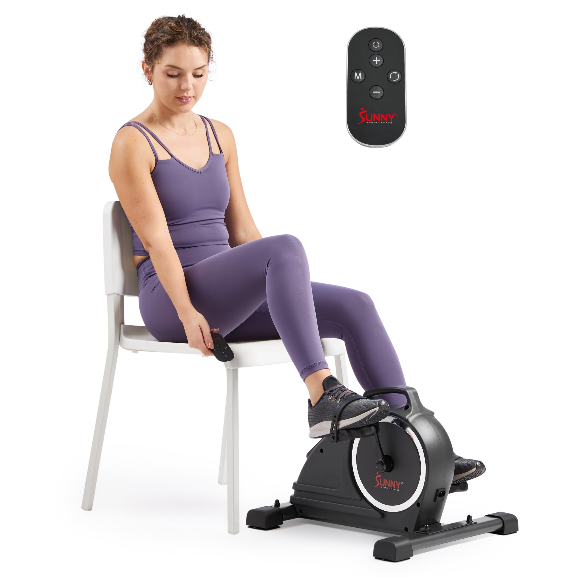 Sunny Health & Fitness Dual Function Under-Desk Bike Trainer, Mini Exercise Machine for Senior Training, Arm/Leg Cardio Cycle Workout, Optional Magnetic, Motorized w/Free SunnyFit App Connection