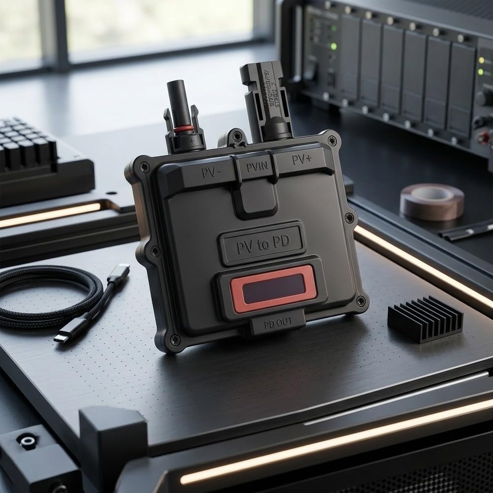 Caricabatterie solare da 65 W, uscita USB-C multi-voltaggio con display oled per cellulari, tablet, computer portatili, da campeggio, in ABS, nero
