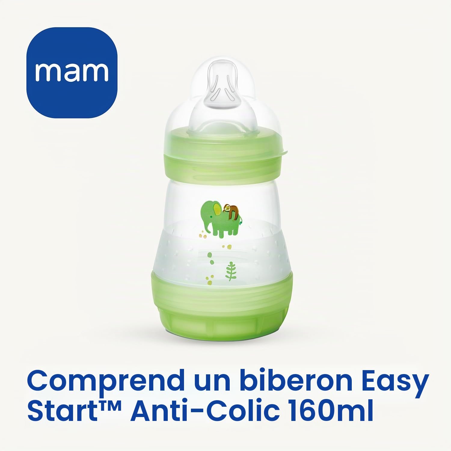 MAM Tire-lait manuel, manipulation facile et relaxante, efficace, hygiénique et confortable avec extraction directe dans le biberon ou le récipient de conservation, comprend un biberon MAM Easy Start