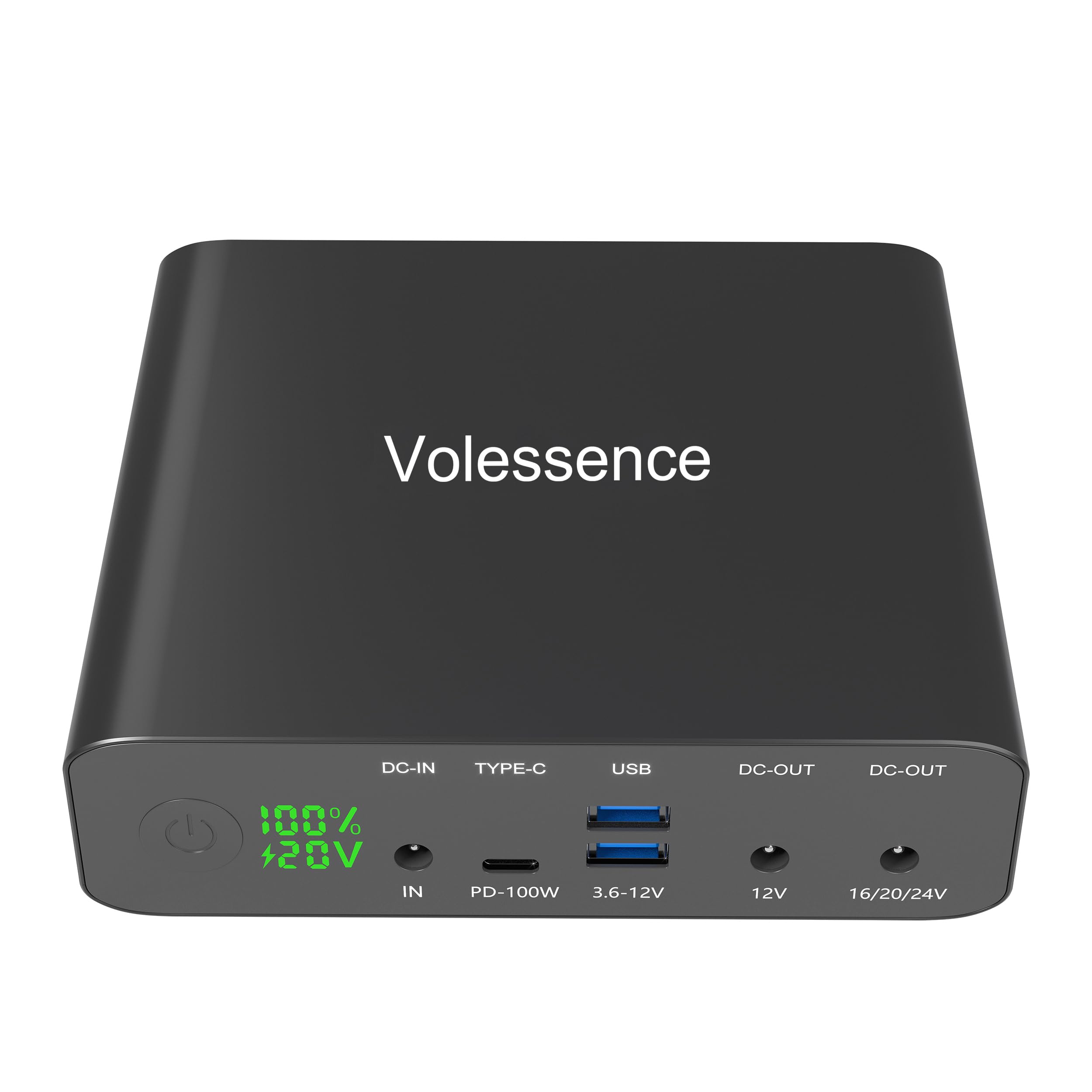 Cargador portátil Volessence de 64 000 mAh, PD 100 W, USB C de alta capacidad, con salidas de CC de 12 V/16 V/20 V/24 V, carga rápida, cargador para teléfono y portátil, paquete de batería para MacBoo