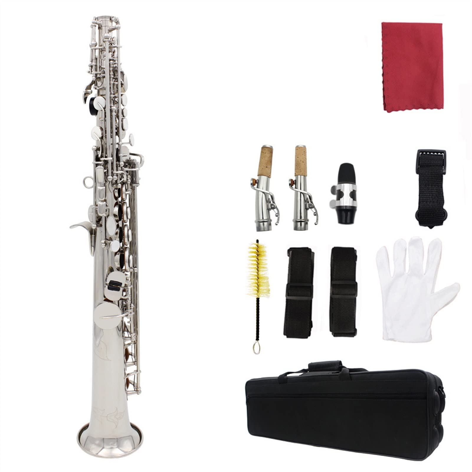 TSTS Bottone A Conchiglia Bianco per Sassofono A Tubo Diritto B-Flat Kit Sassofono (Color : Silver)