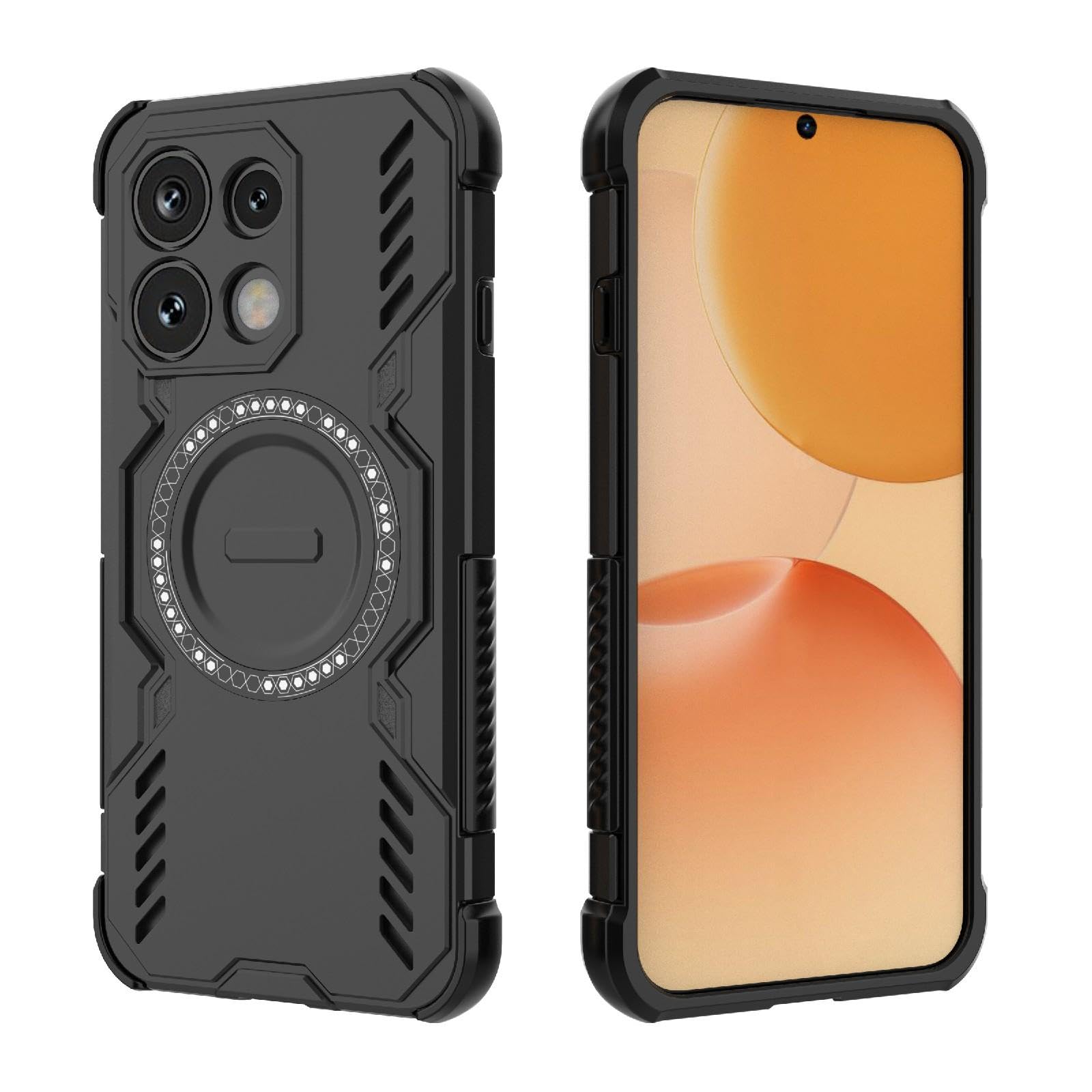 Shockproof Defender Double Layer Lightweight Protective Case Cover for Oppo Reno16c 5G / CPH2859 (Strong Hard PC + Soft TPU, Black)-image-20
