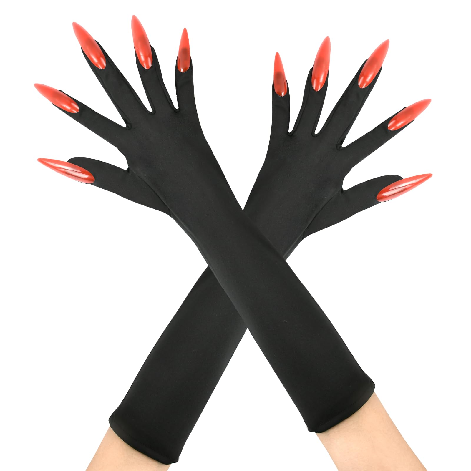 WEINIBAO Halloween Handschuhe, Handschuhe Lange Fingernägel, Halloween Kostümhandschuhe mit Schwarze Krall Party