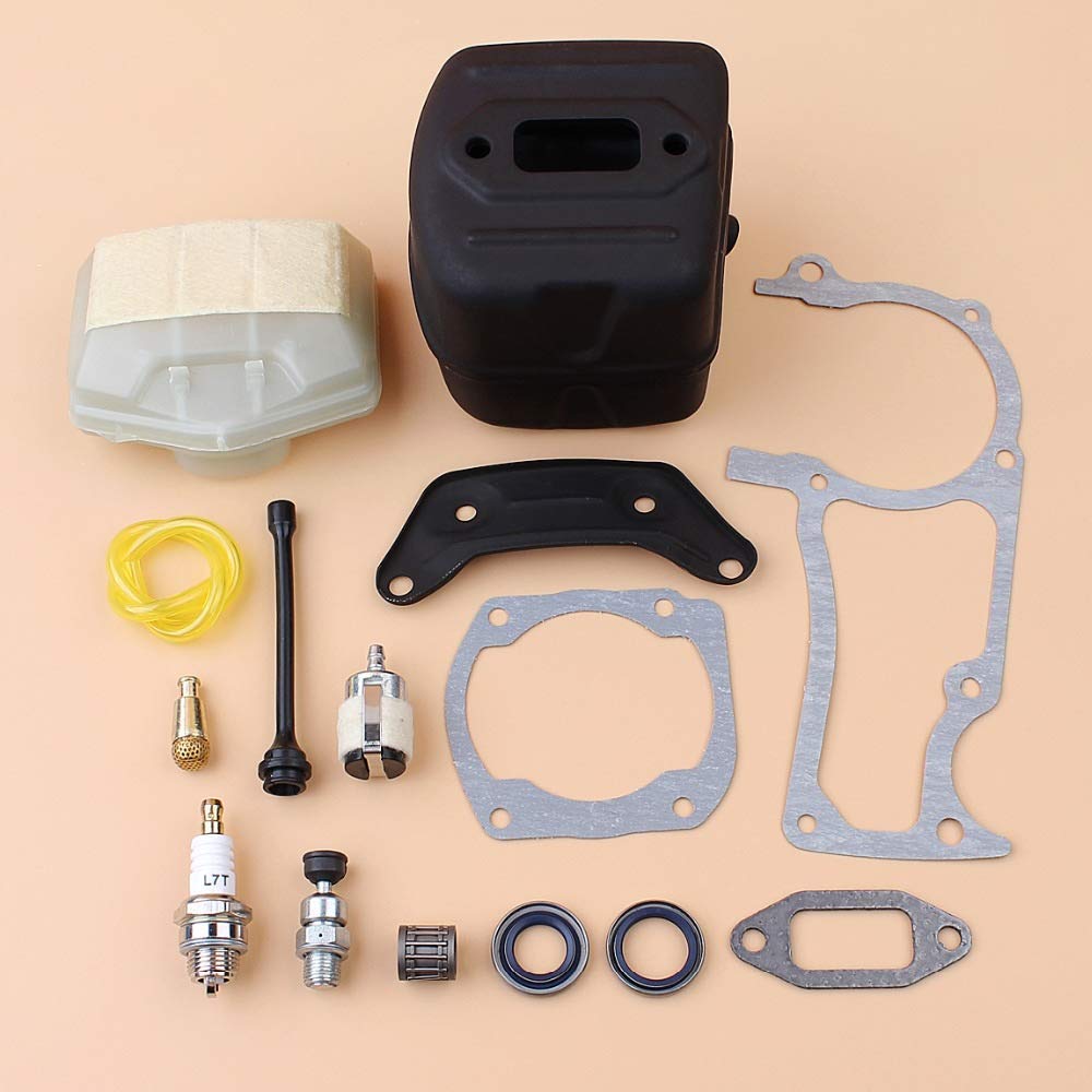 Silenziatore di Scarico Guarnizione Motore Filtro Aria Kit paraolio Compatibile con Husqvarna 365362372371 Ricambi Motosega