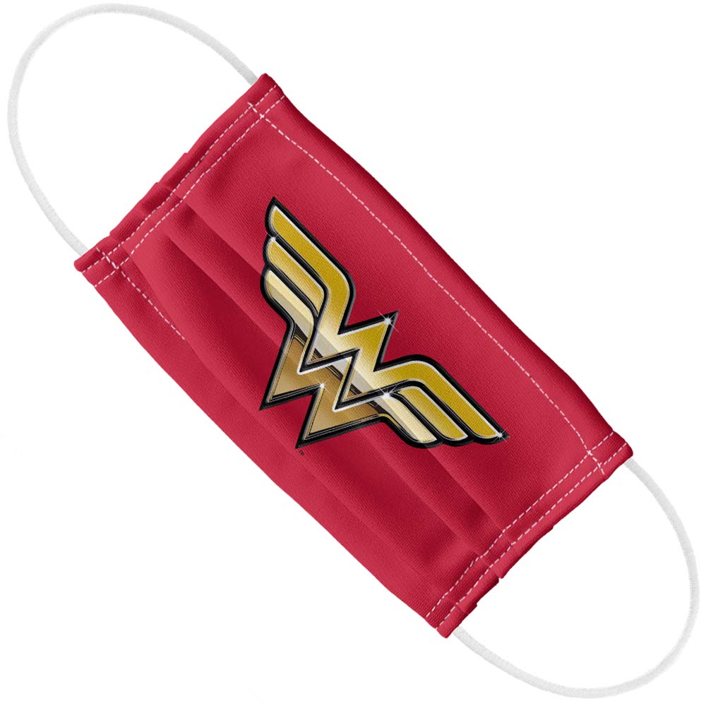 Popfunk Wonder Woman Golden Logo 1-Ply Reusable Face Mask Covering with Adjustable Nose Wire, Unisex