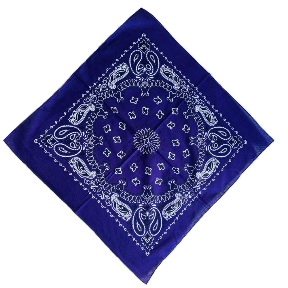 Vivana Uk Men's Purple Cotton Bandana Scarf Black White Western Paisley Extra Large Xl 27 Inch