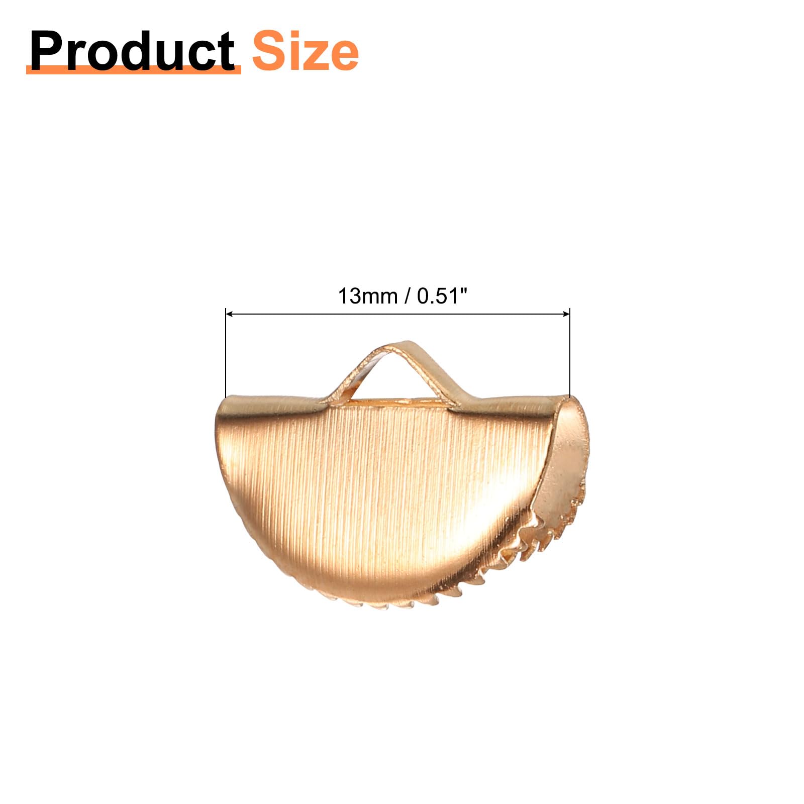 uxcell 150Pcs Ribbon Crimp Clamp Ends, 13mm Metal Half Round Bookmark Pinch Crimp Ends Clasps, Fasteners Clasp Crimp Ends for DIY Craft Making, Gold Tone