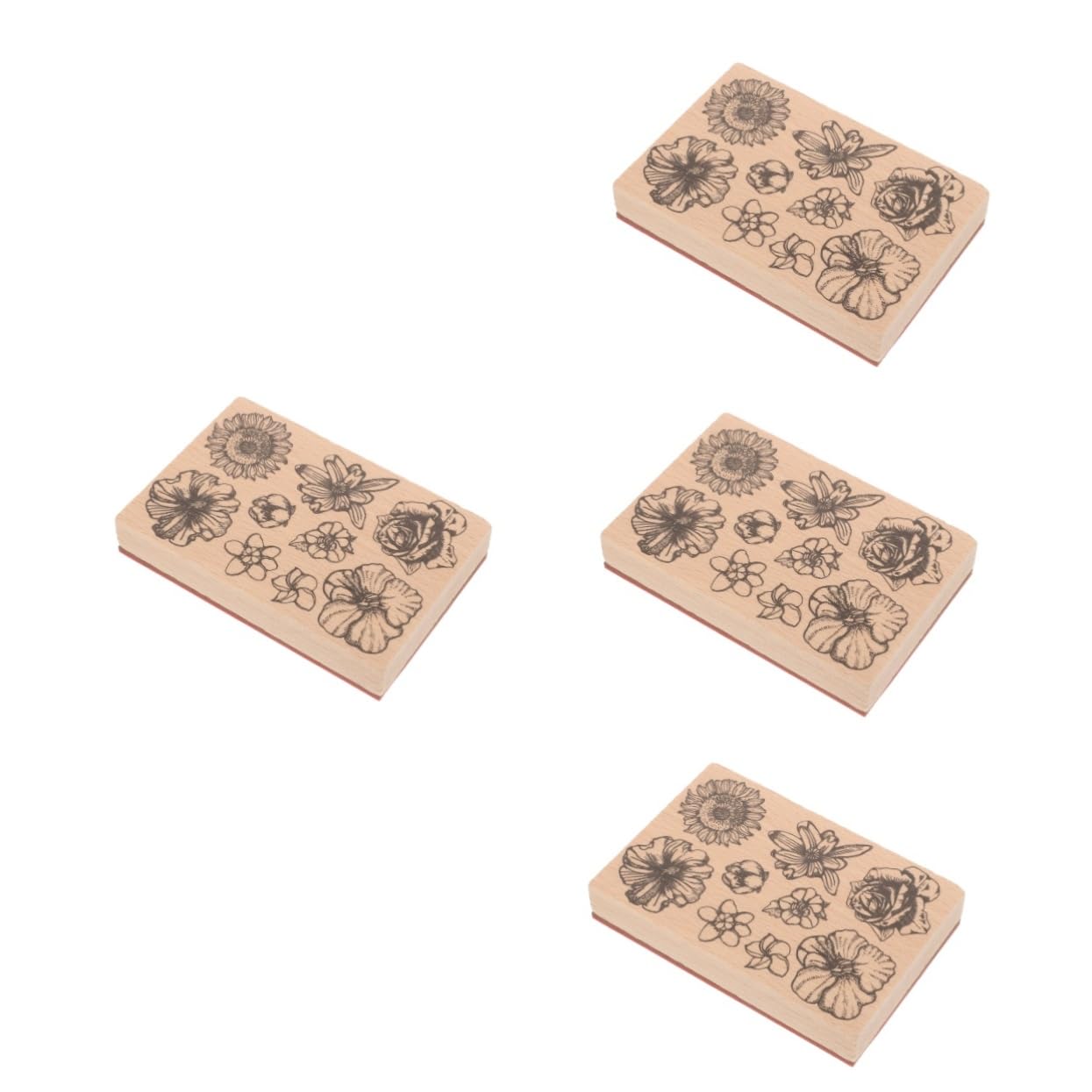 4pezzi Timbrini Decorativi per Scrapbooking e Timbri Floreali per e Te Design e Adulti