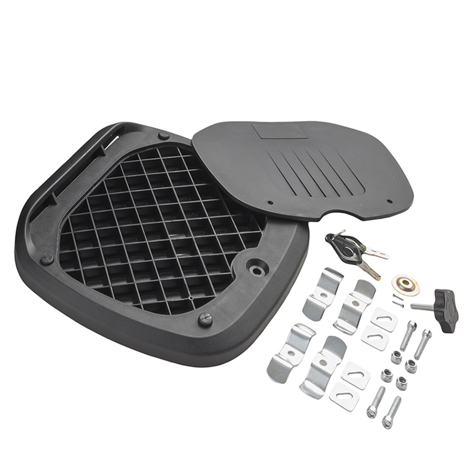 Baúl Universal Moto 46L Scooter Maleta Rígida Placa Reflectante Blanco Negro