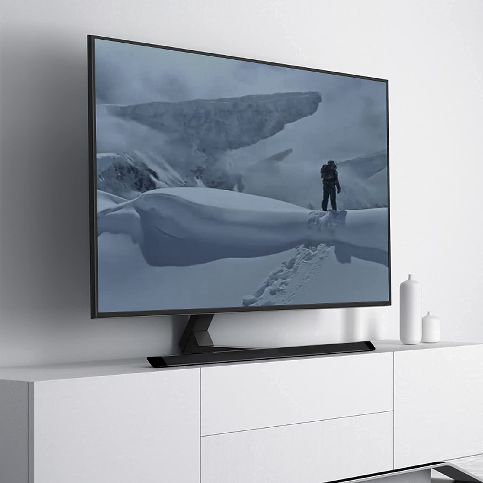 YCQYM Podstawa pod telewizor z regulacją wysokości Podstawa na biurko do telewizorów 37"75" Metalowy wspornik obrotowy o wadze do 88 funtów 600 x 400 mm Opcje w kolorze szarym i czarnym