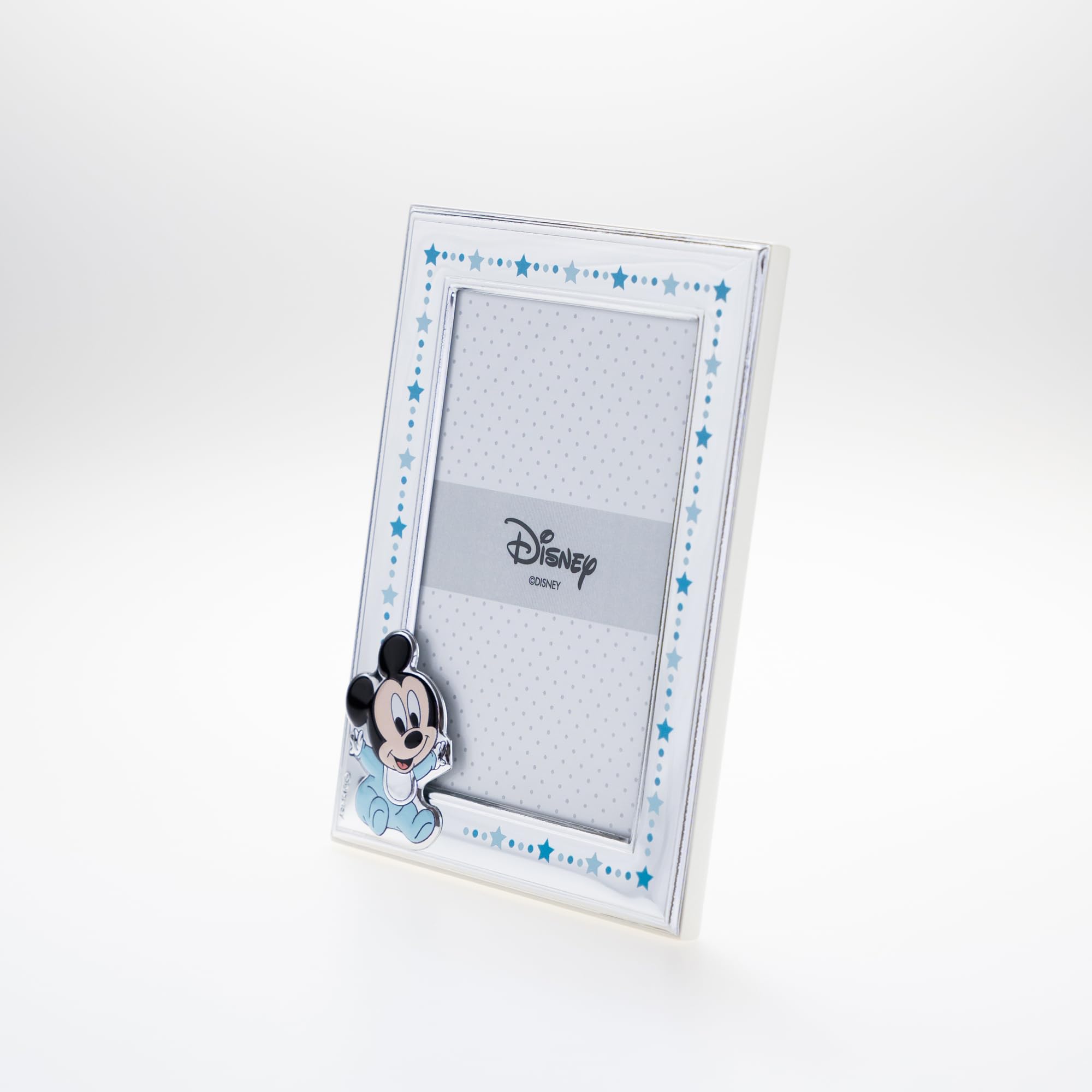 VALENTI & CO. Disney Baby - Mickey - Marco de fotos de plata para niños, idea de regalo bautizo, nacimiento o cumpleaños (9 x 13 cm)