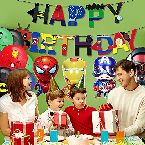 DWTECH Superheld Avengers Feestdecoratie 28 stuks ballonnen met 4 stuks grote folie ballonnen, 1 Happy Birthday banner… - Image 6