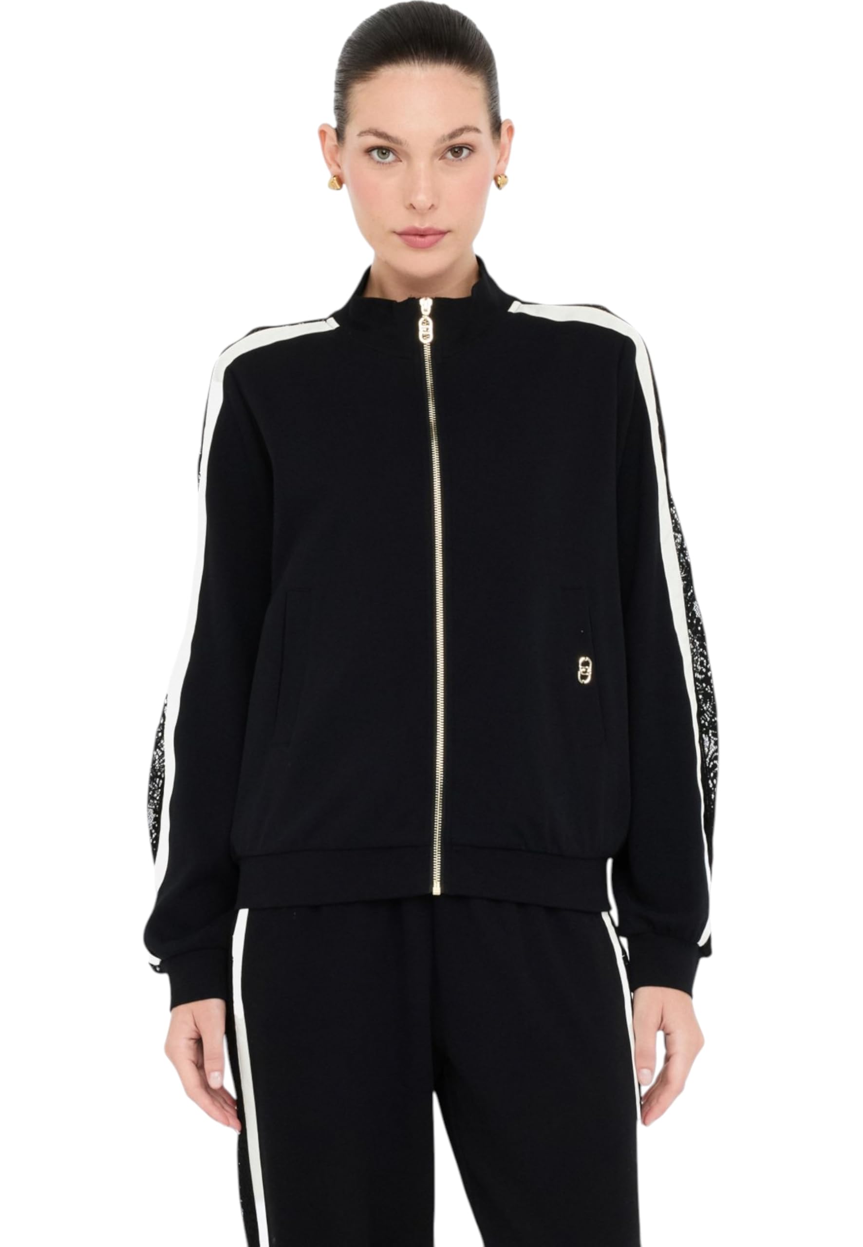 Liu Jo Donna Felpa con Zip TF5006J4523 Cotone Nero L