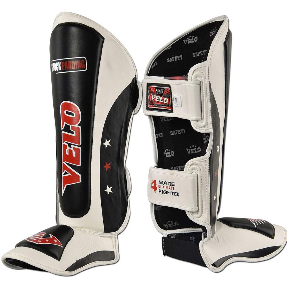 VELO Shin Guard Pads MMA Leg Foot Guards Muay Thai Kick Boxing MMA Pads