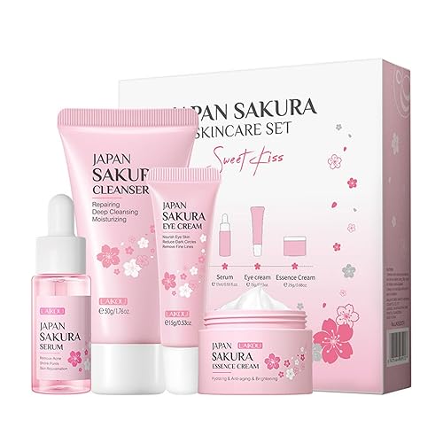 JAPAN SAKURA - Juego de cuidado diario de la piel suave para adolescentes y mujeres, kit de cuidado facial JAPAN SAKURA incluye limpiador hidratante
