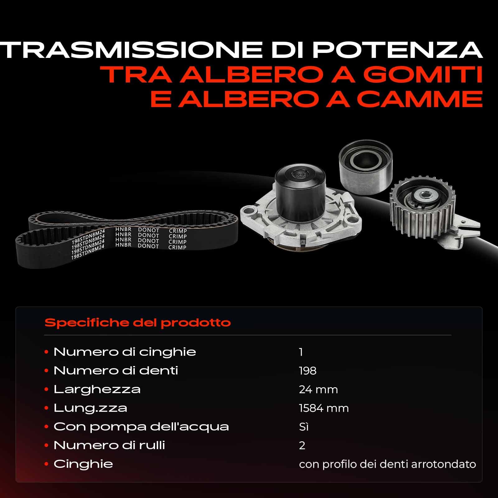 Frankberg Kit cinghia dentata Set cinghia dentata Compatibile con 156 Sportwagon 932 2.4 JTD 166 936 2.4 JTD Thesis 841 2.4 JTD 156 932 2.4 JTD Replace# KP45600XS,7883-13199