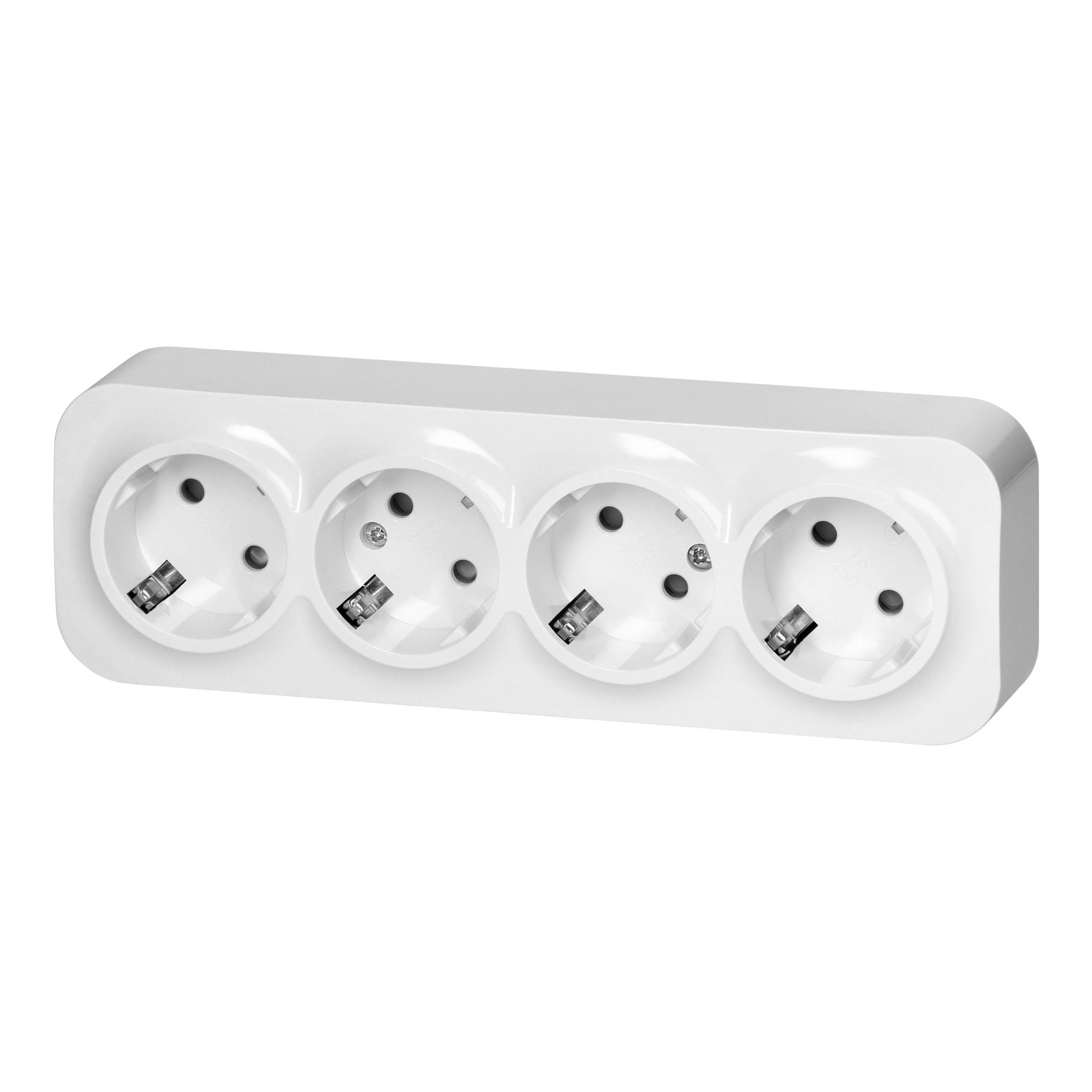 Enchufe Pared Schuko Toma de Corriente Pared IP20 Enchufe de Superficie Blanco 16A/230VAC Duradero y Seguro para Uso Doméstico y Comercial