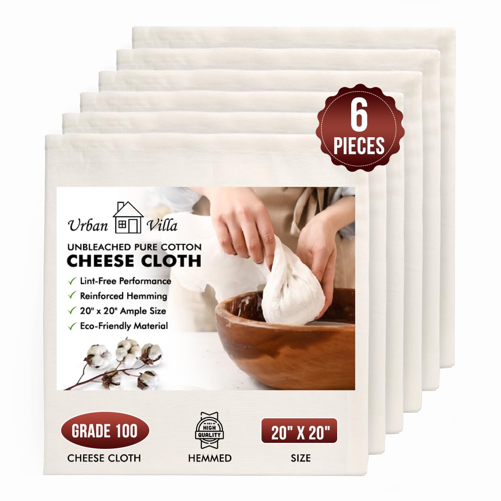 Urban Villa 6 Pcs Cheese Cloths Grade 100 Cheesecloth for