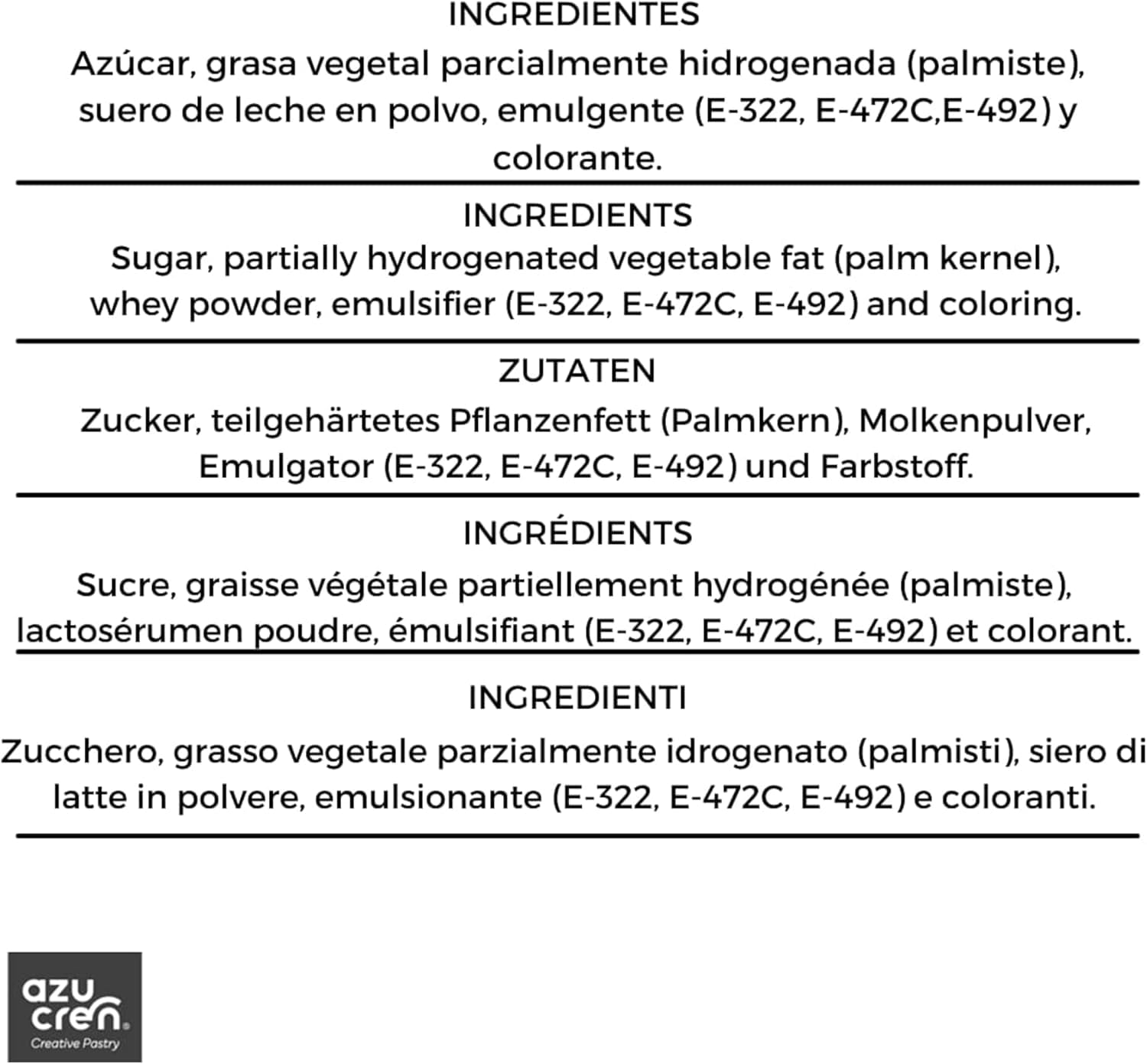 Azucren, Cobertura para Derretir, Sabor Similar al Chocolate, Ideal para Cubrir, Moldear, Bañar y Decorar Tartas, Cake Pops y Postres, Textura Cremosa y Fácil de Usar, 250 g (Blanco Brillante)