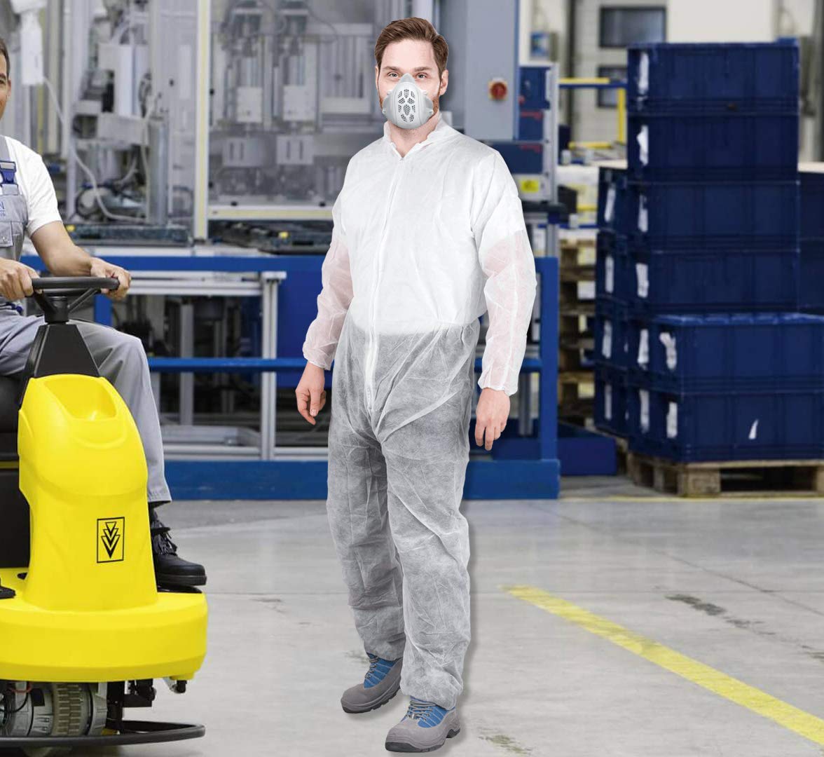 Buy AMZ Hazmat Suit Disposable Coveralls. Paint Suit Large. 30gsm