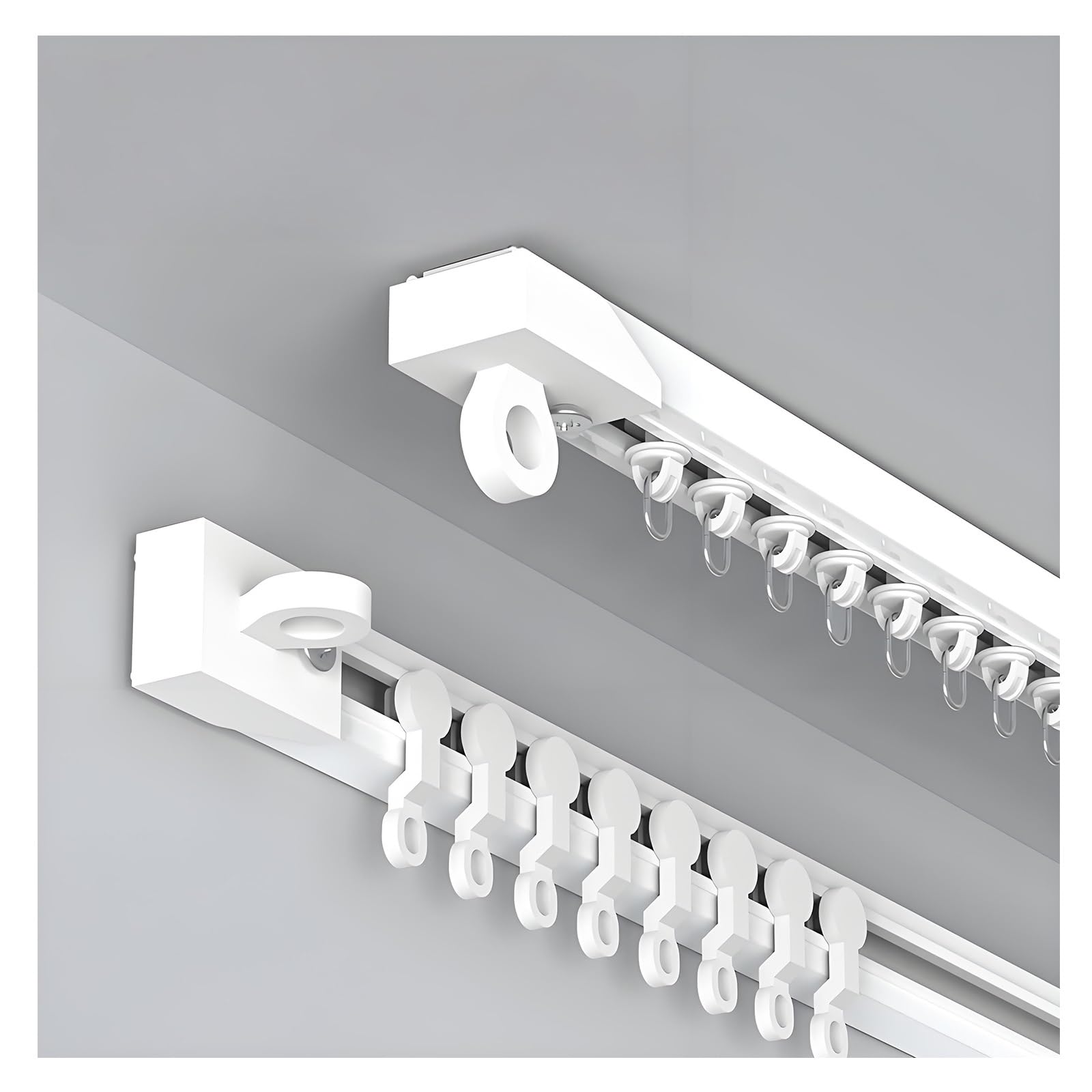 Self Adhesive Curtain Track Ceiling or Wall Mount, No Rill Ceiling Mounted Curtain, Ultra-Thin Track System for Room Divider, Living Room, Bedroom, Easy Install(Side-Mounted,3.8m(12.5ft))
