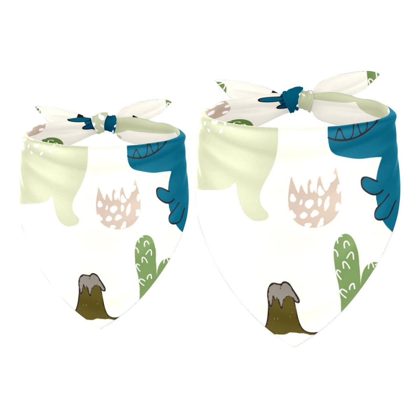 2pcs Pack Dog Bandanas Cute Dinosaur Triangle Scarf for Small Medium Large Dogs and Cats Pet Kerchief Triangle Scarfs Bibs
