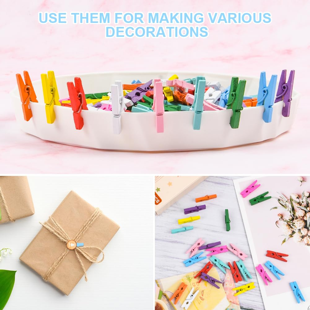 Vicloon Mini Wooden Pegs, 110 Pcs Colorful Mini Photo Clips, Perfect for DIY Decorations Arts and Crafts, Weddings, Events - Image 4