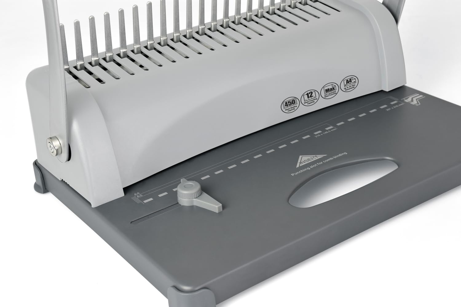 monolith - Legatrice OB 12 per formato A4 | Rilegatrice a spirale con 21 anelli per un massimo di 450 fogli