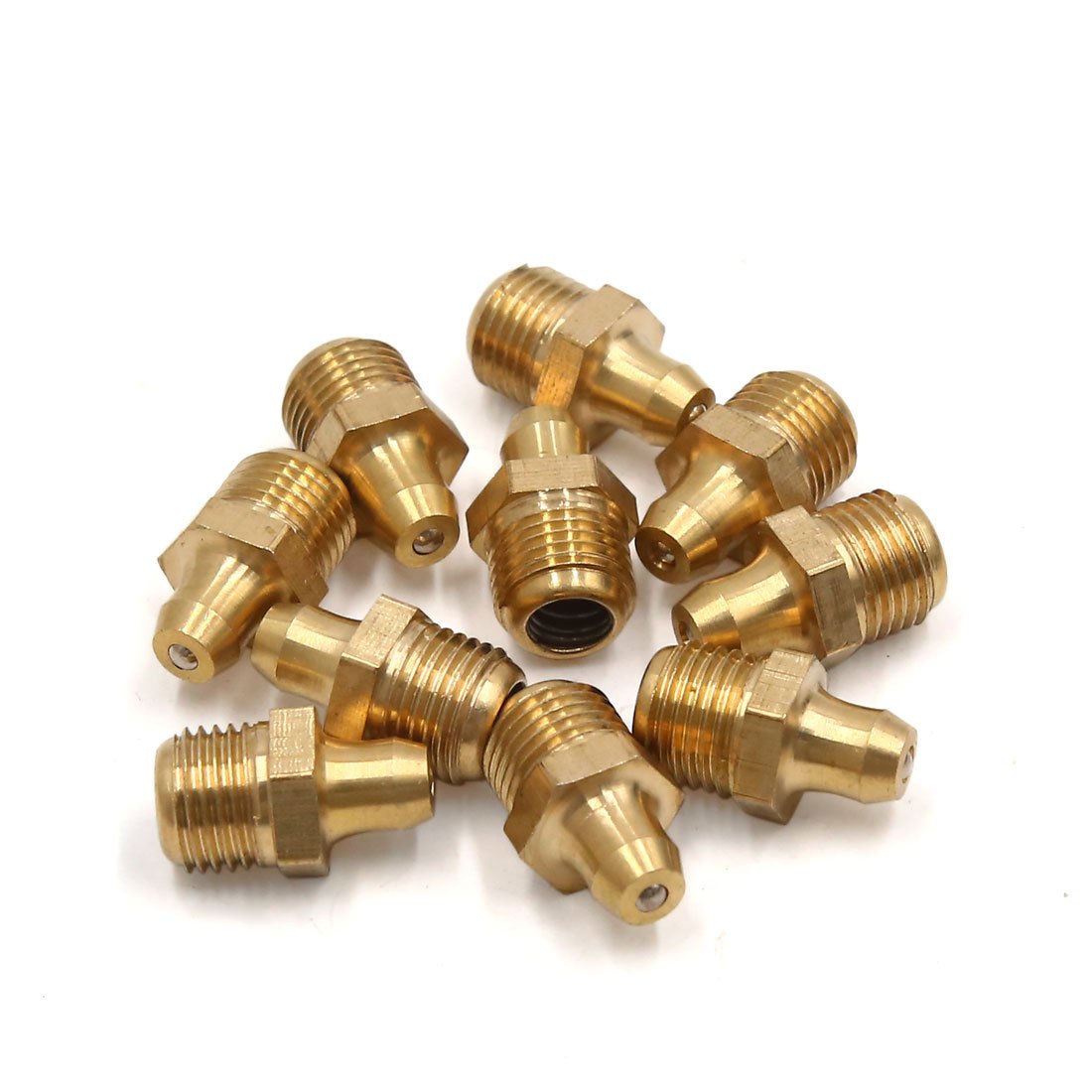 Uxcell Men's Gold Tone Sourcingmap 10Mm Thread Straight Grease Nipple Fitting 10Pcs