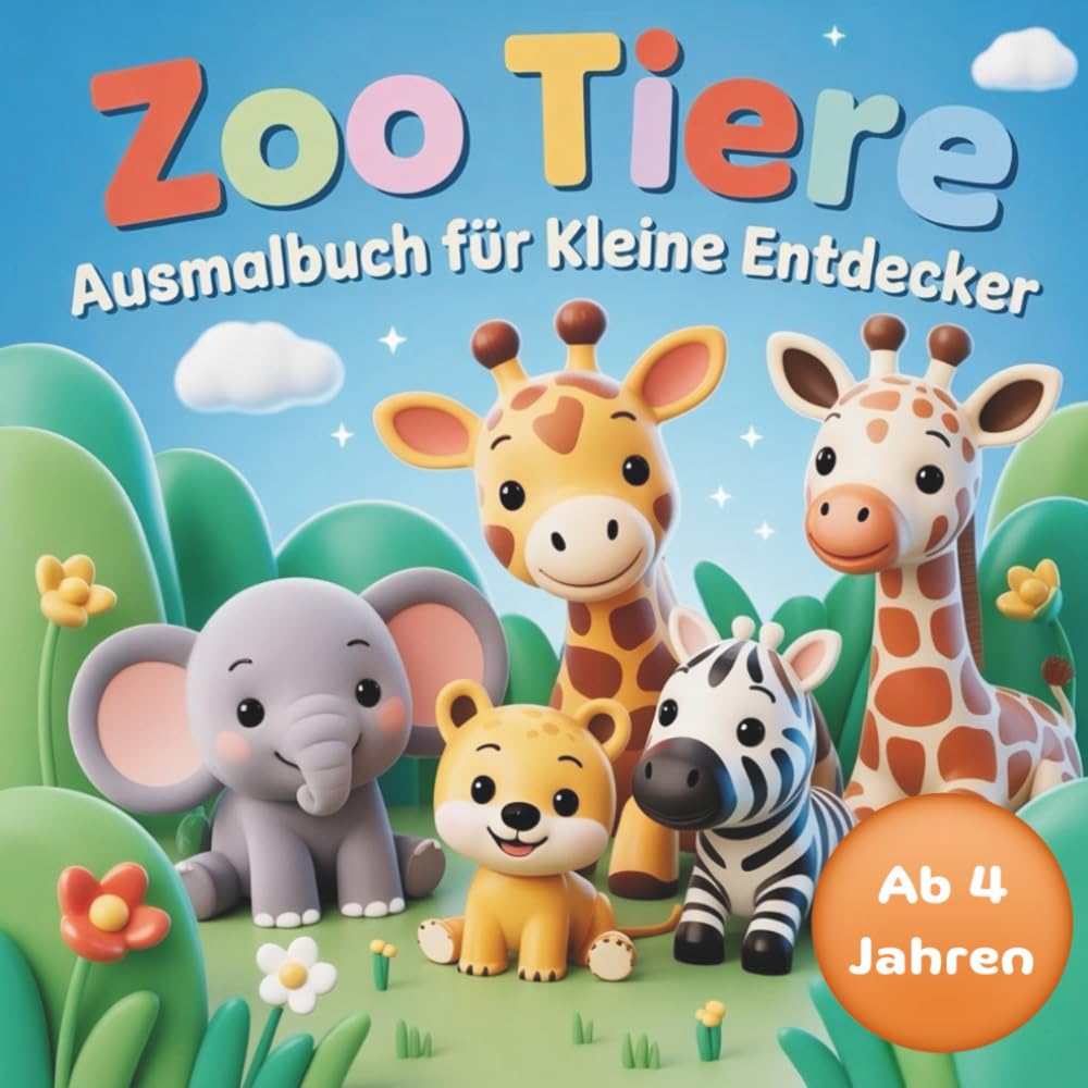 Zootiere Ausmalbuch für kleine Entdecker ab 4 Jahren mit 50 faszinierenden Ausmalbildern