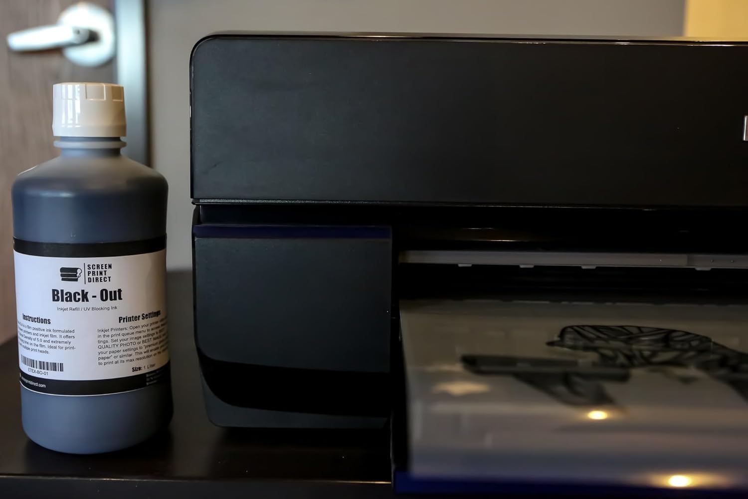 Screen Print Direct® UV Blocking Ink Refill (1 LTR) - Black Out Universal Inkjet Refill for Film Positives, High Opacity Ink for Waterproof Inkjet Film - Black Dye Ink Screen Printing Supplies