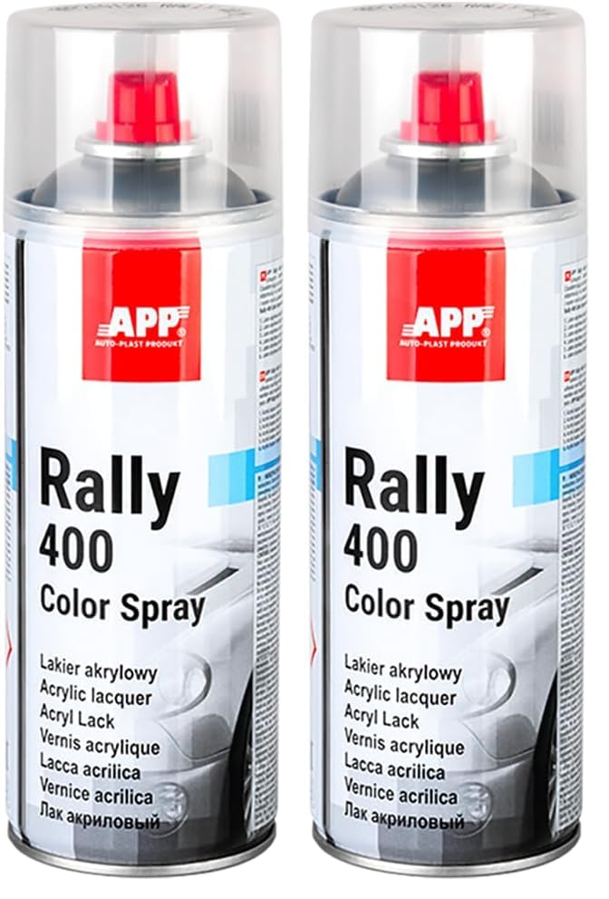 APP Rally 400 Color Spray - Vernis transparent | Bombe peinture incolore brillant | Bombe vernis brillant pour toutes les surfaces avec une haute couverture |...