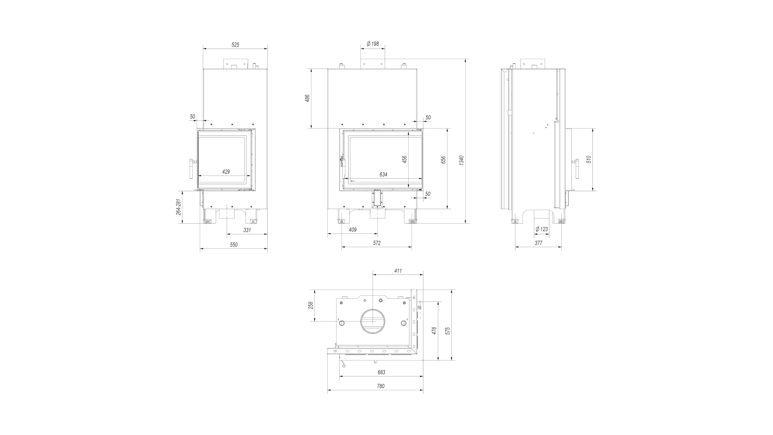 KRATKI Termocamino a legna MBZ 13 kW Ø200 A+ Ecodesign alta efficienza