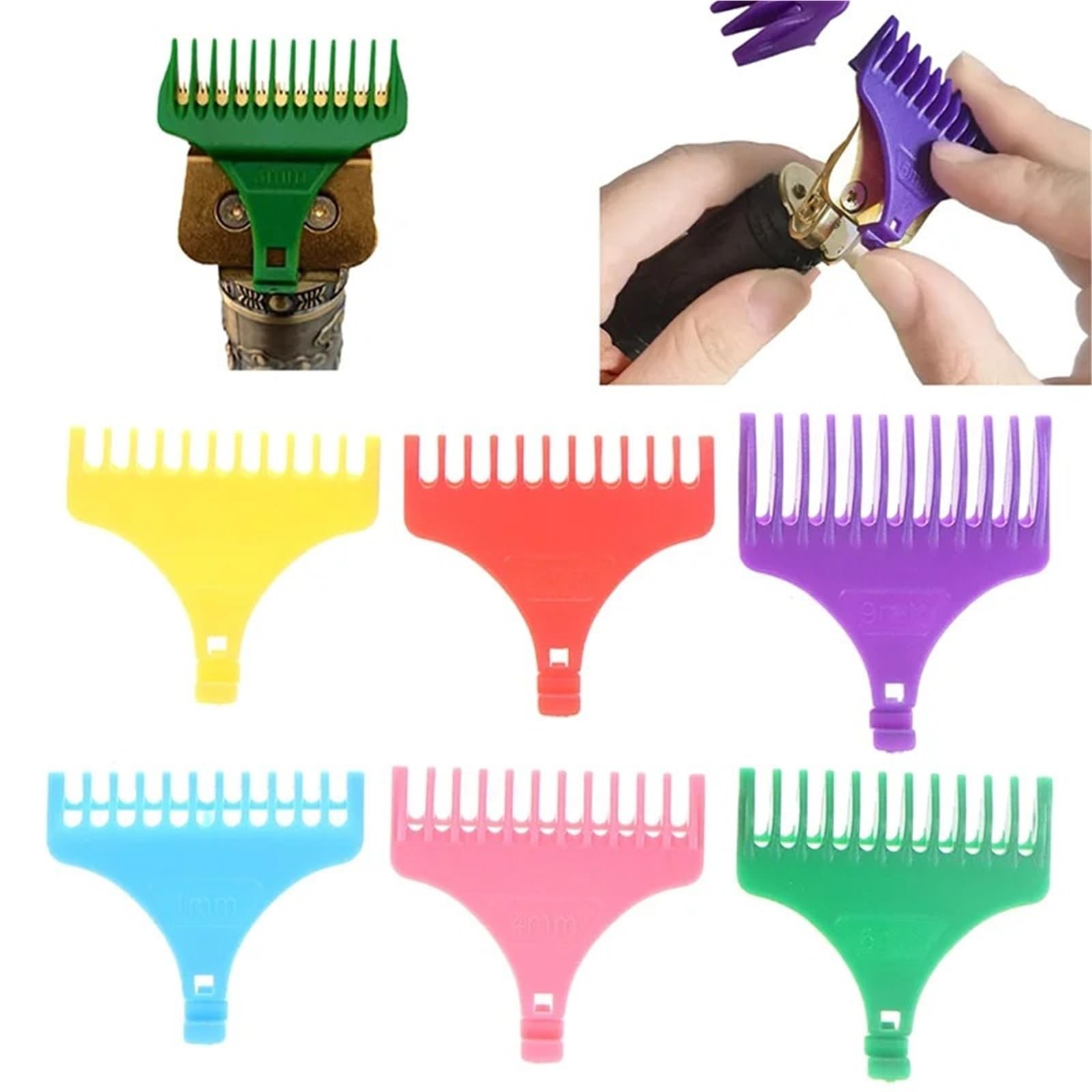 6/8 piezas para recortadora de pelo de 1/2/3/6/9 mm, peine de límite universal, accesorios de peluquería (6 unidades, enchufe B)