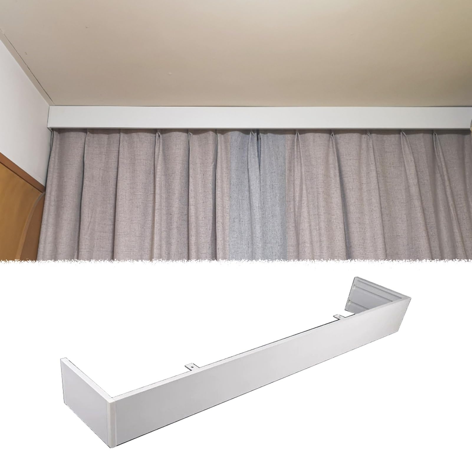 Gardinenschiene Lang Dekorvorhang-Lamellenkasten, Nur Aluminiumlegierung Vorhangpaneel Zur Abdeckung Der Gardinenschiene, Blenden-Volant mit Schrauben, Vorhang-Fensterkasten(Ceiling mount,1.0m(3.3ft))