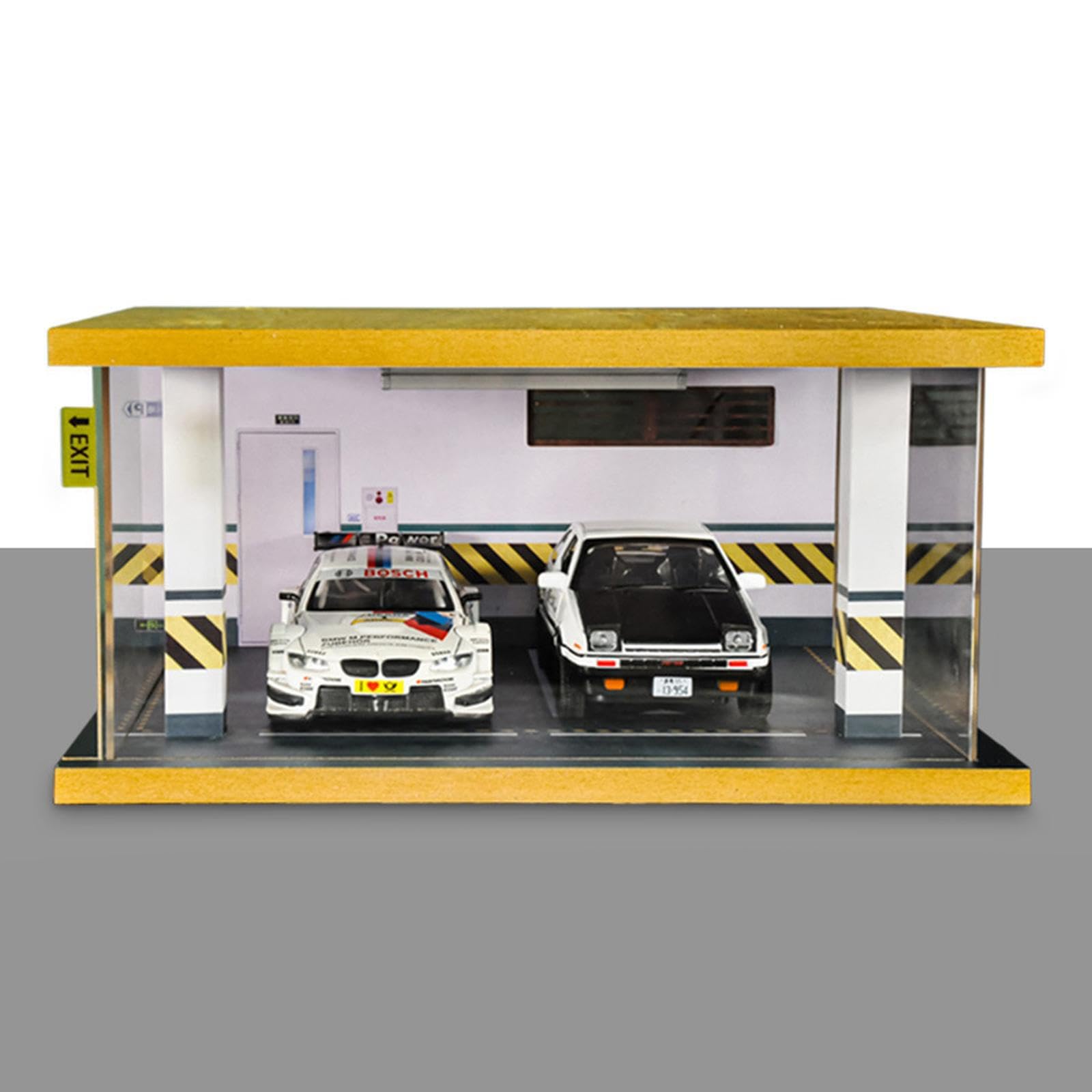 Garaje con Cubierta Antipolvo para Juguetes de simulación de Coches Modelo 1:32 con Impresionantes Efectos de iluminación. Garaje estéreo, Verde, 2 Puntos