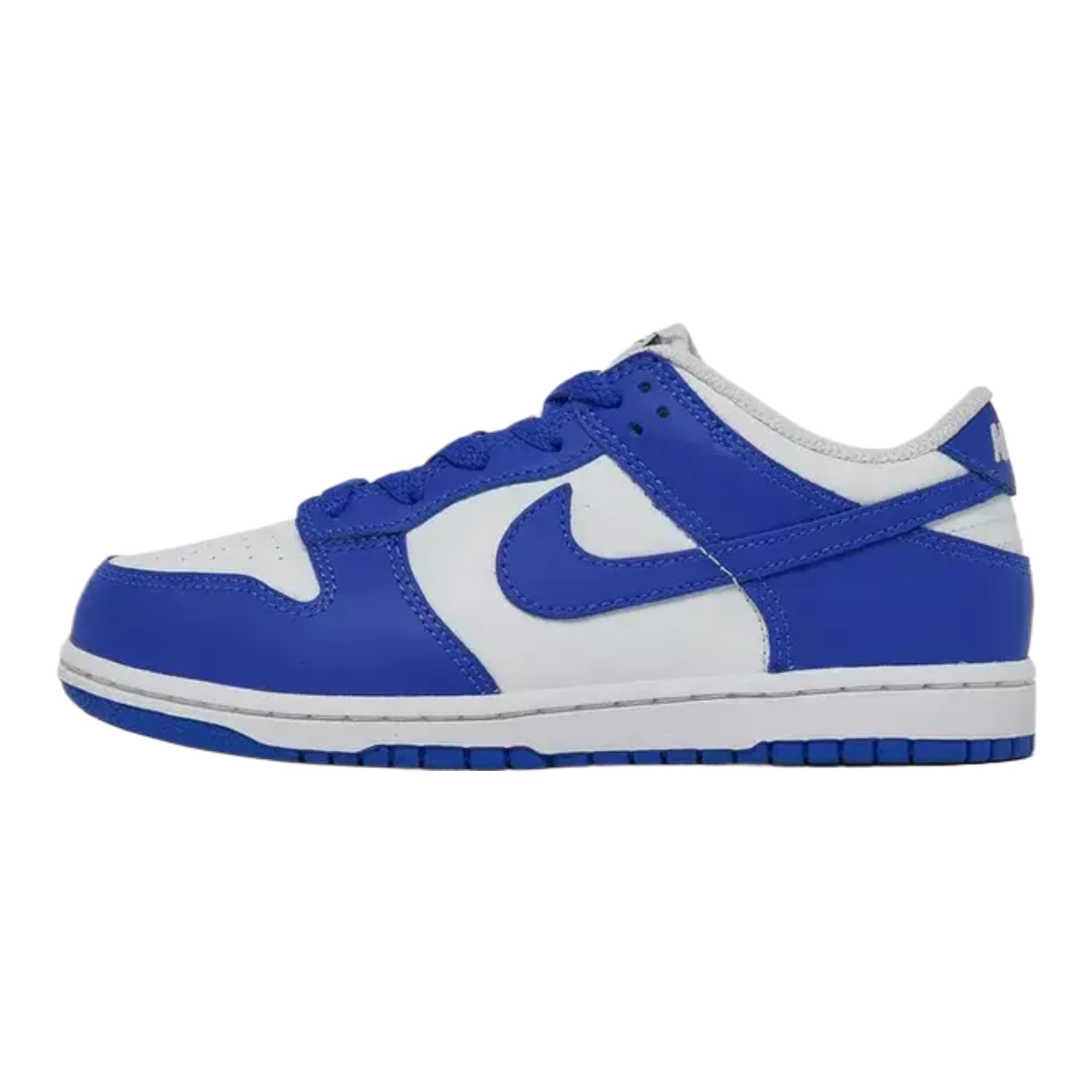 Dunk Low Preschool Basketball Shoes (White/Hyper Royal/Hyper Royal) (FB9108-131, Blue/White)