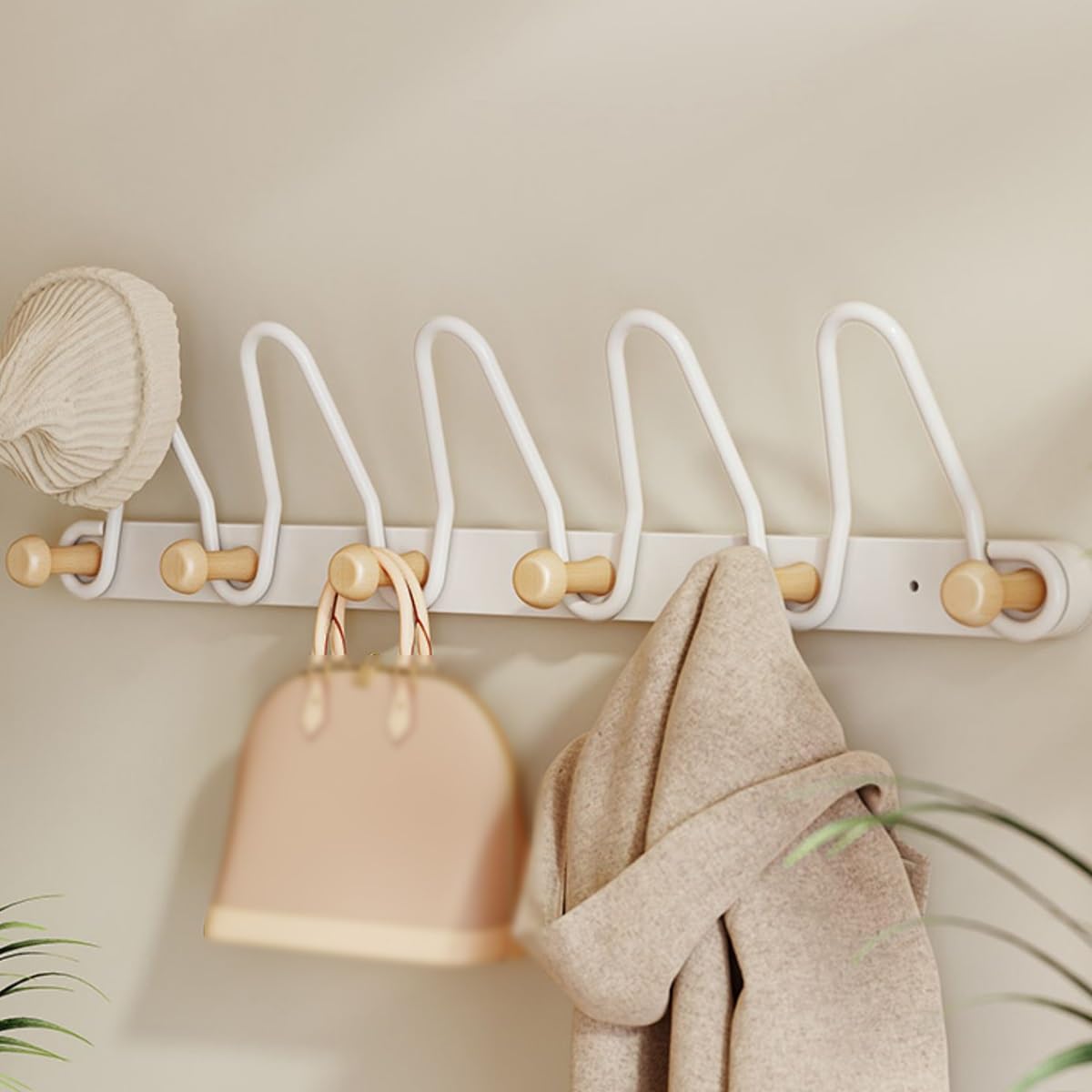 Stecktafel-Haken, Modern Style Wall Hook Rack,Decorative Home Storage for Storing Coats, Bags, Hats, Keys, Suitable for Living Room, Entryway, Bathroom(Black,33.5cm/13.9in)