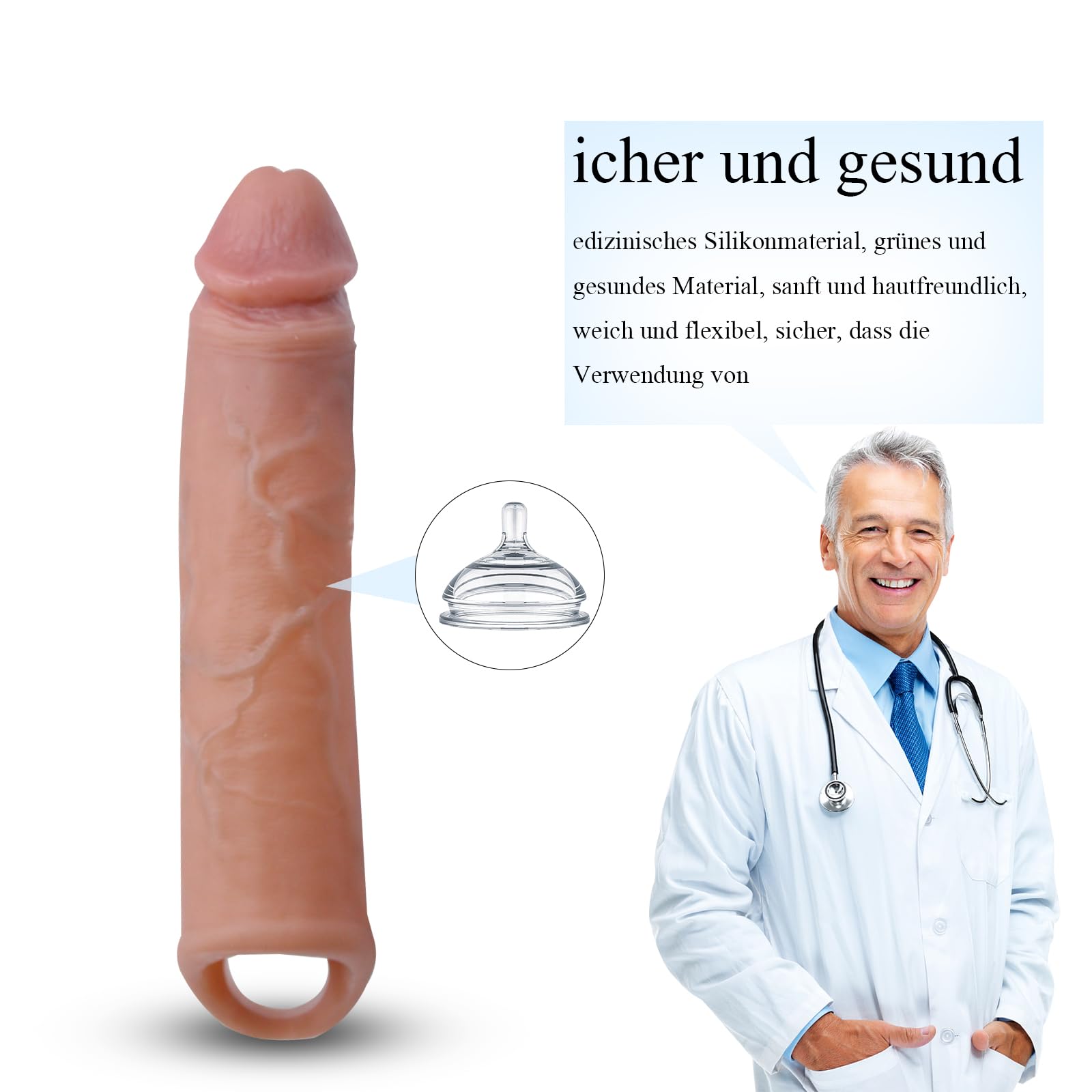 BDSMAGE manicotto per pene per estensione del pene, manicotto per pene da 21 cm in silicone giocattolo erotico per uomini polsini per pene set di giocattoli sessuali per uomini