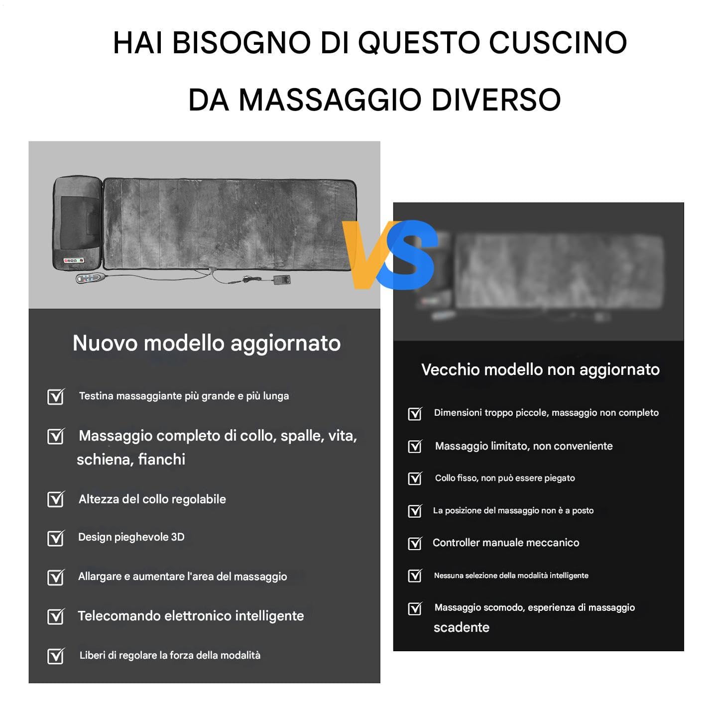 Tappetino Massaggiante Per Tutto Il Corpo 50x165 Cm,Materasso Massaggiante Intelligente A 9 Velocità Con Cuscino Lombare Gonfiabile E Telecomando,Massaggiatore Per Collo E Spalle Per Alleviare