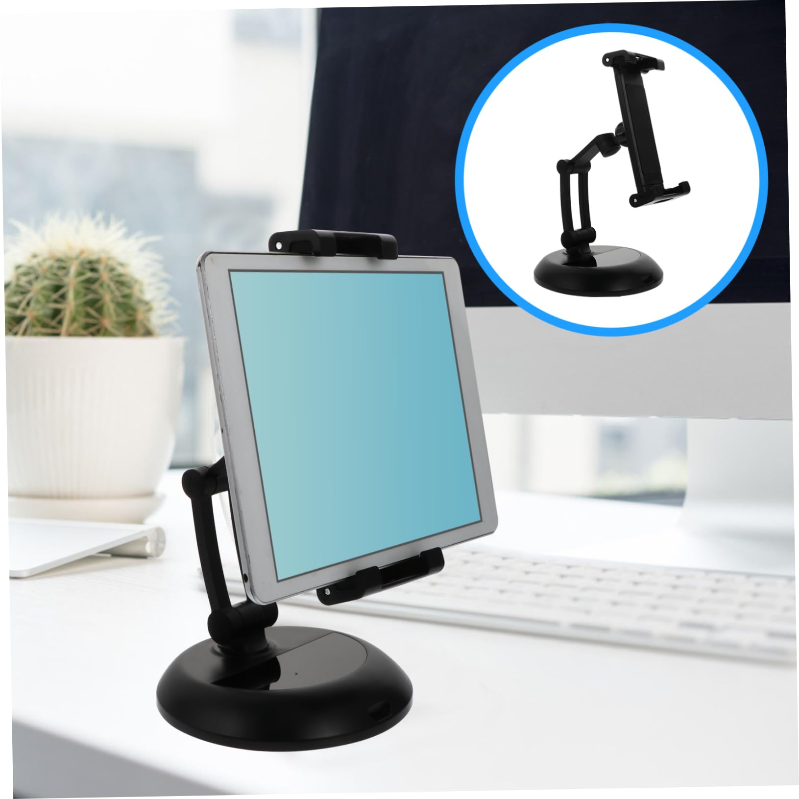 Uonlytech Supporto Pieghevole per Tablet da Tavolo Nero Abs Metallo | Telefono e Tablet, Antiscivolo, Angolo di Visione Salutare, Leggero e Salvaspazio