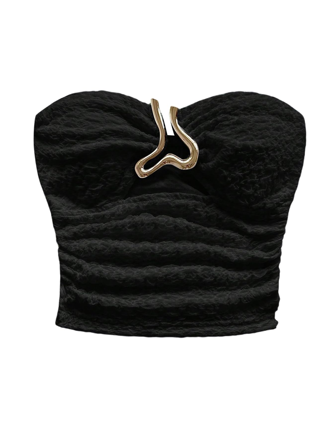 Photo 1 of (small)
MakeMeChic Women's Bandeau Strapless Tube Top Backless Ruched Summer Sexy Cute Going Out Tops Black Small